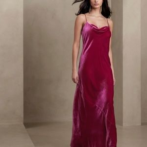 Banana Republic Rita Velvet Maxi in berry, fuschia